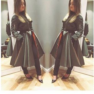 2 in 1 green long flight jacket